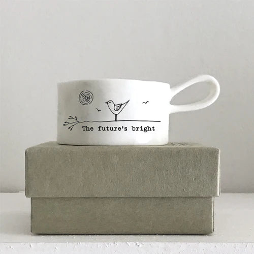 'The Future's Bright' Porcelain Handled Tea Light Holder