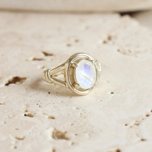 The Halo Moonstone Gold Ring - ToniMay