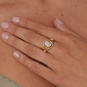 The Halo Moonstone Gold Ring - ToniMay