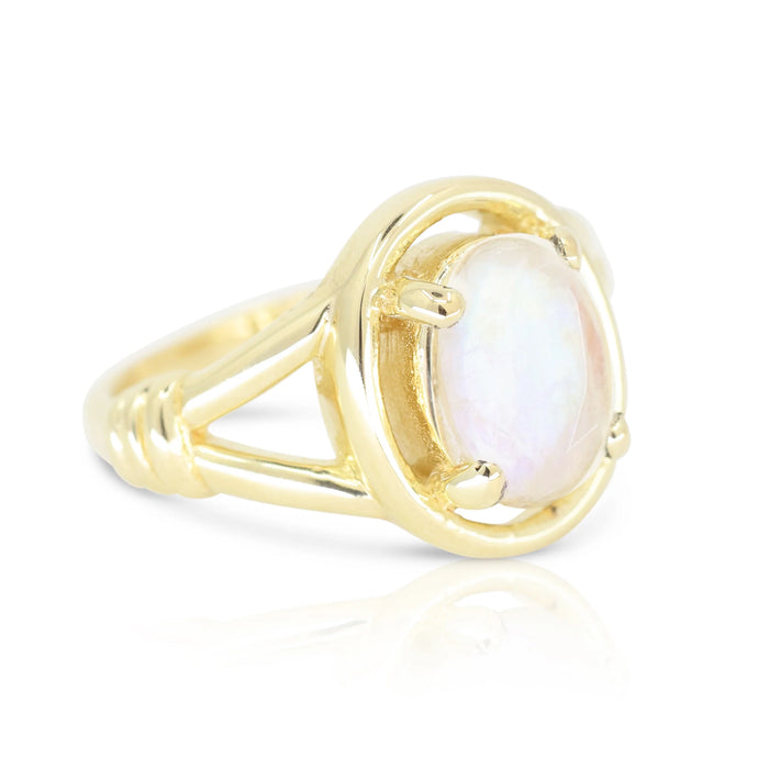 The Halo Moonstone Gold Ring - ToniMay