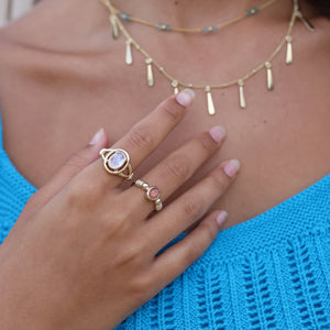 The Halo Moonstone Gold Ring - ToniMay