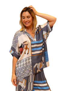Light Grey Helen of Troy Horse Print Shirt