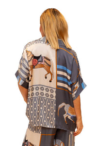 Light Grey Helen of Troy Horse Print Shirt