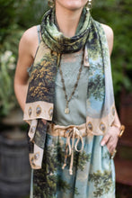 Load image into Gallery viewer, 'The Mythmaker' Scarf with Landscape &amp; Unicorn Print - Market of Stars