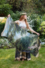 Load image into Gallery viewer, 'The Mythmaker' Scarf with Landscape &amp; Unicorn Print - Market of Stars