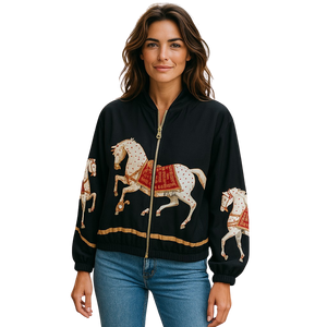 Matte Black Wild Horses Bomber