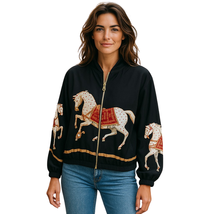 Matte Black Wild Horses Bomber