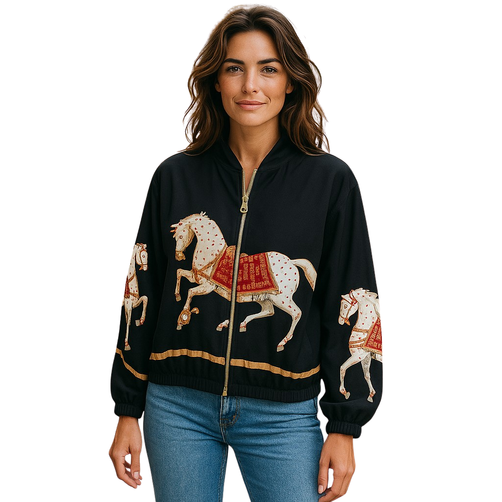 Matte Black Wild Horses Bomber
