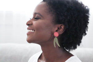 'Melissa' Raspberry / Olive Dangle Earrings