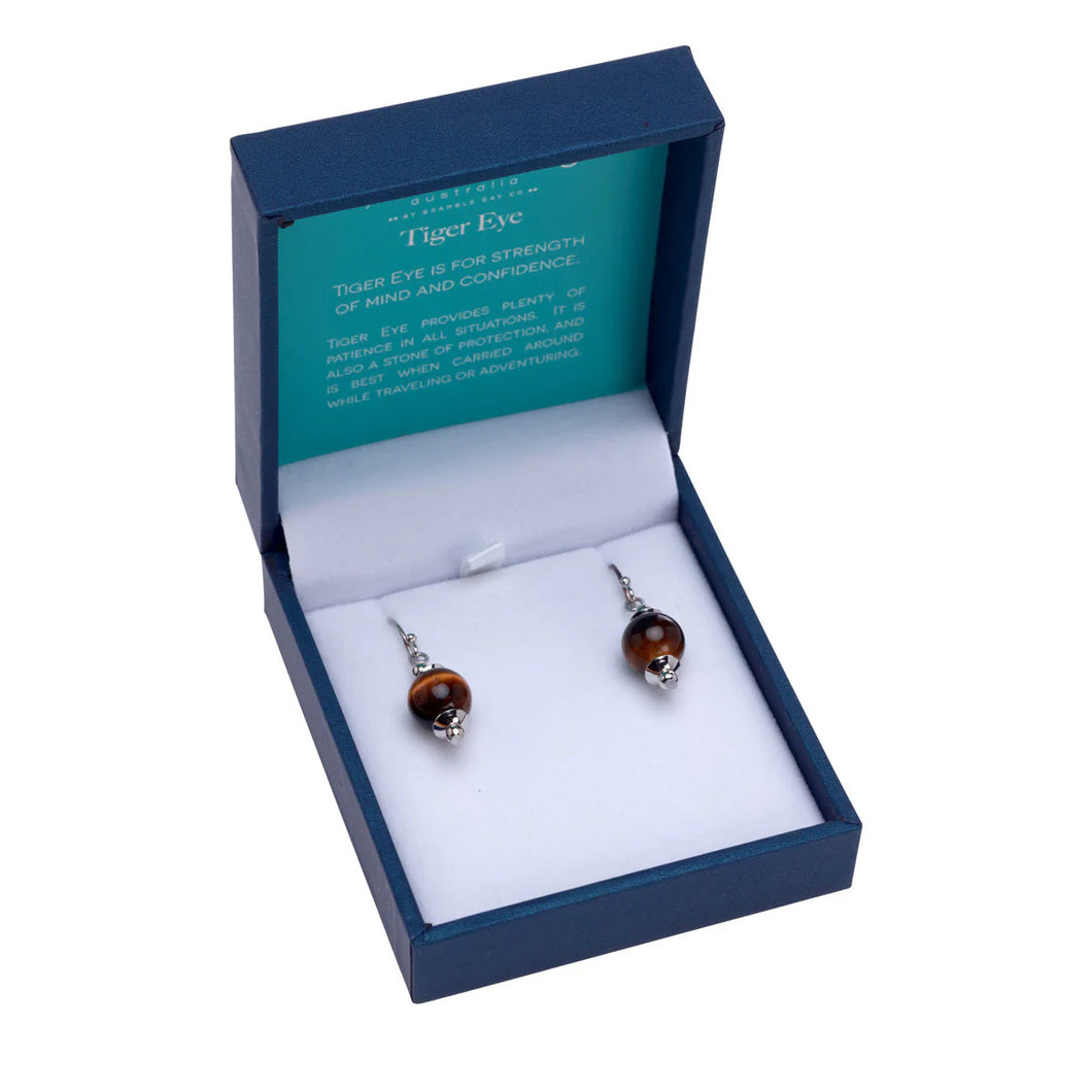 Tiger Eye 10mm Bead Drop Earrings