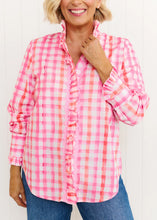 Load image into Gallery viewer, Pastel Pink/Orange Gingham Tilly Shirt