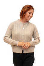 Load image into Gallery viewer, Beige Tobi Cashmere Mix Cable Knit Cardigan