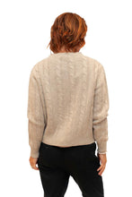 Load image into Gallery viewer, Beige Tobi Cashmere Mix Cable Knit Cardigan