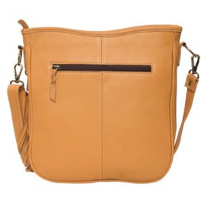 Santiago Tan & White Tooled Leather Cowhide Bag
