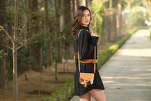 Load image into Gallery viewer, Haiti Brown &amp; White Cowhide Small Flap Bag