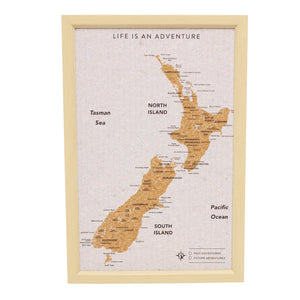 Small New Zealand Map Travel Pin Board