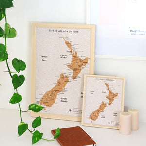 Small New Zealand Map Travel Pin Board