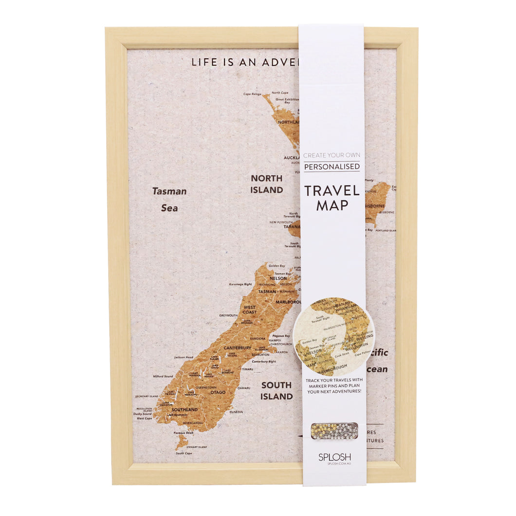 Small New Zealand Map Travel Pin Board