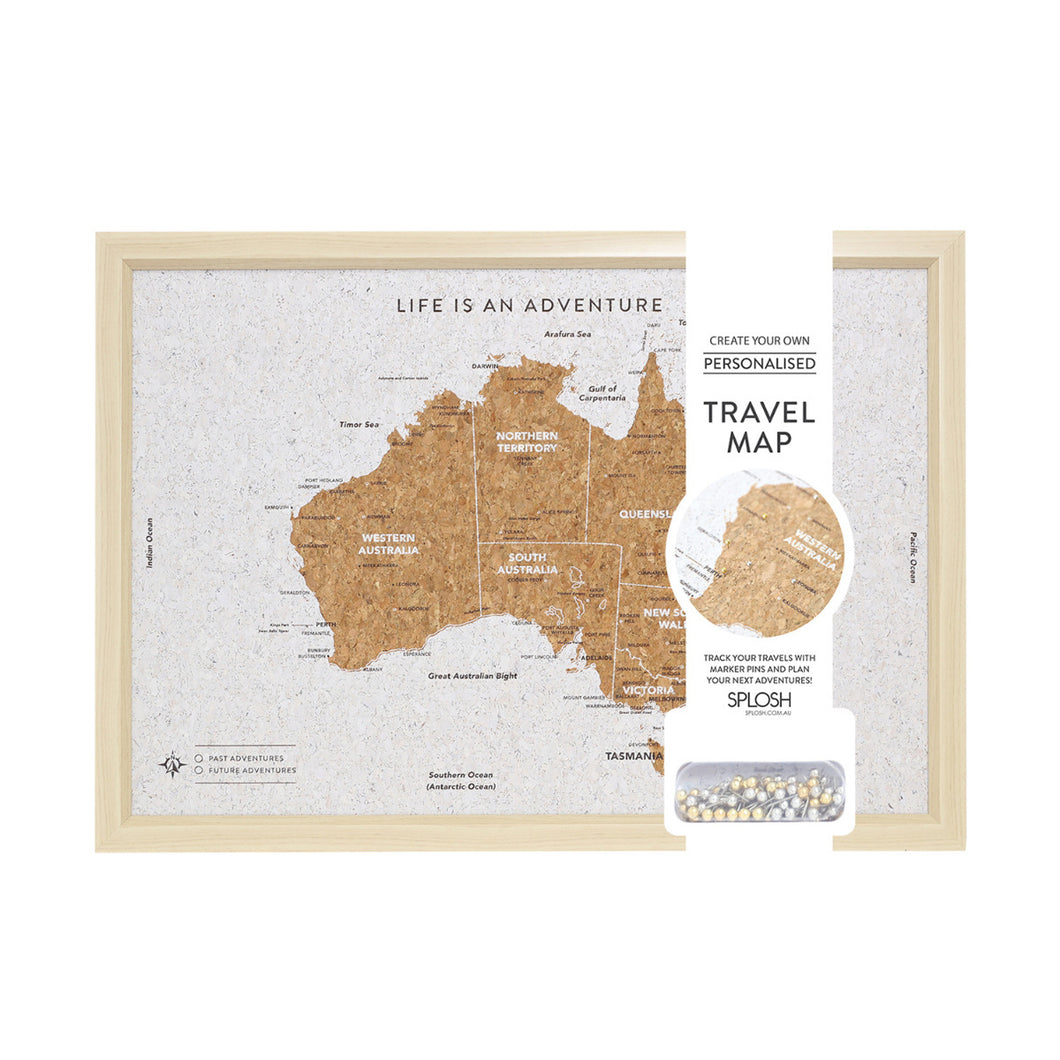 Small Australia Map Travel Pin Board