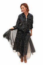 Load image into Gallery viewer, Black Trinny Velvet Sequin Bomber Jacket