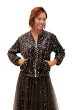 Load image into Gallery viewer, Chocolate Trinny Velvet Sequin Bomber Jacket