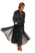 Load image into Gallery viewer, Black Trinny Velvet Sequin Skirt With Tulle Overlay