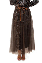 Load image into Gallery viewer, Chocolate Trinny Velvet Sequin Skirt With Tulle Overlay