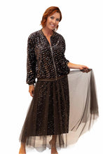 Load image into Gallery viewer, Chocolate Trinny Velvet Sequin Skirt With Tulle Overlay