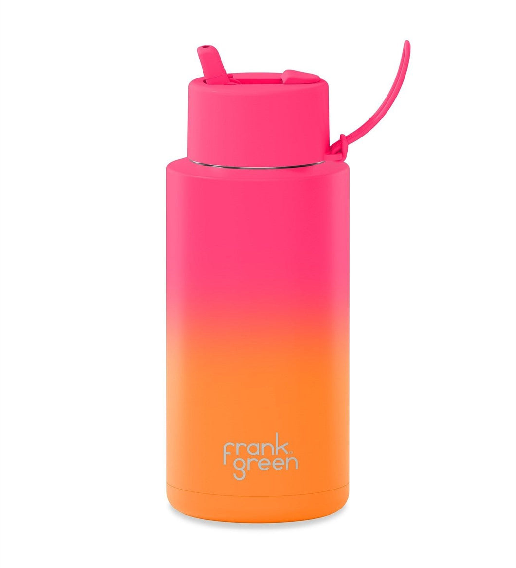 Summer Sunset Ceramic Reusable Bottle 34oz/1L with Flip Straw Lid - Frank Green