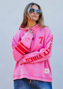 Pink Vintage Wash Half Zip Sweat - Hammill and Co