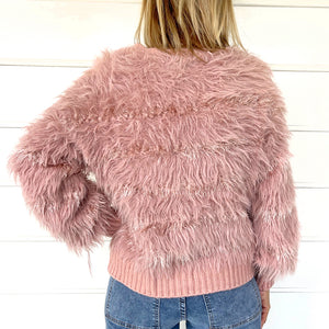 "Vivian" Pink Fluffy Cardigan