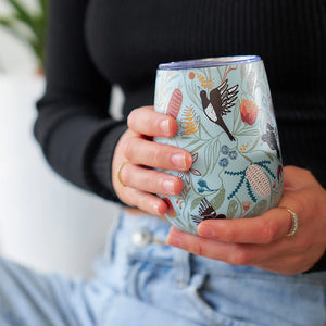 Magpie Floral Wine Tumbler Stainless Steel