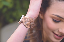 Load image into Gallery viewer, Brown Tooled Leather Apple Watch Strap