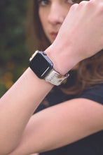Load image into Gallery viewer, Brown/White Cowhide Apple Watch Strap