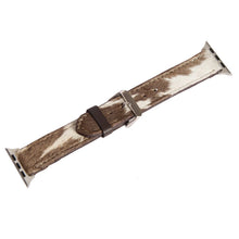 Load image into Gallery viewer, Brown/White Cowhide Apple Watch Strap