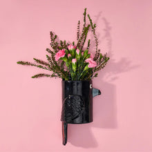 Load image into Gallery viewer, Black Cockatoo Ceramic Wall Vase