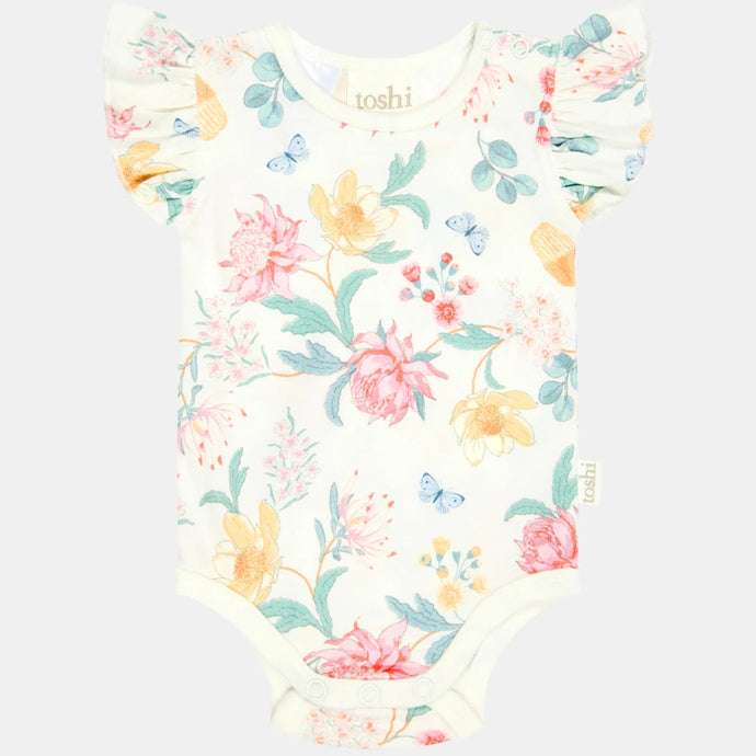 Waratah Dawn Short Sleeve Matilda Onesie - Toshi