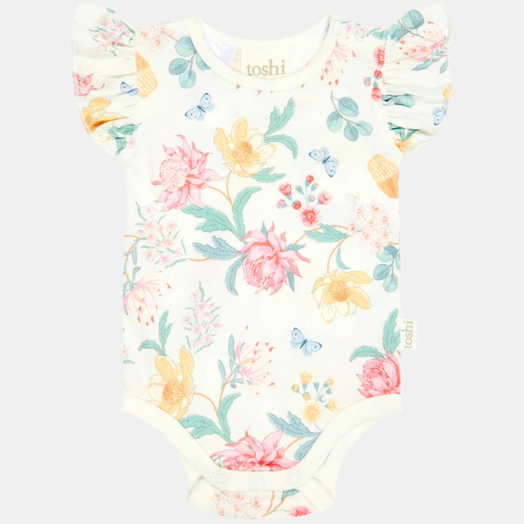 Waratah Dawn Short Sleeve Matilda Onesie - Toshi