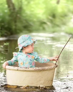 Waratah Mint Ripple L/S Swim Onesie - Toshi