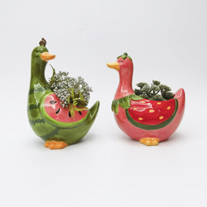 Watermelon Duck Planter Green & Red 25cm