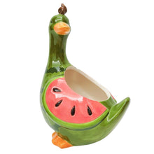 Load image into Gallery viewer, Watermelon Duck Planter Green &amp; Red 25cm