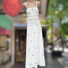 Load image into Gallery viewer, White/Chocolate Polka Dot Maxi Dress - By Frankie