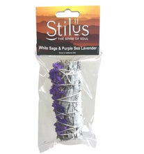 Load image into Gallery viewer, Purple Sea Lavender &amp; White Sage Smudge Stick