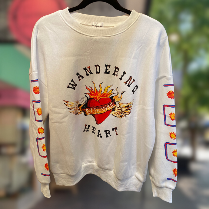 White Wandering Hearts Sweater - By Frankie
