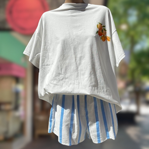 'Aperol Spritz' T-Shirt & Blue Stripe Short Set - By Frankie