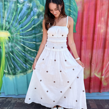 Load image into Gallery viewer, White/Chocolate Polka Dot Maxi Dress - By Frankie