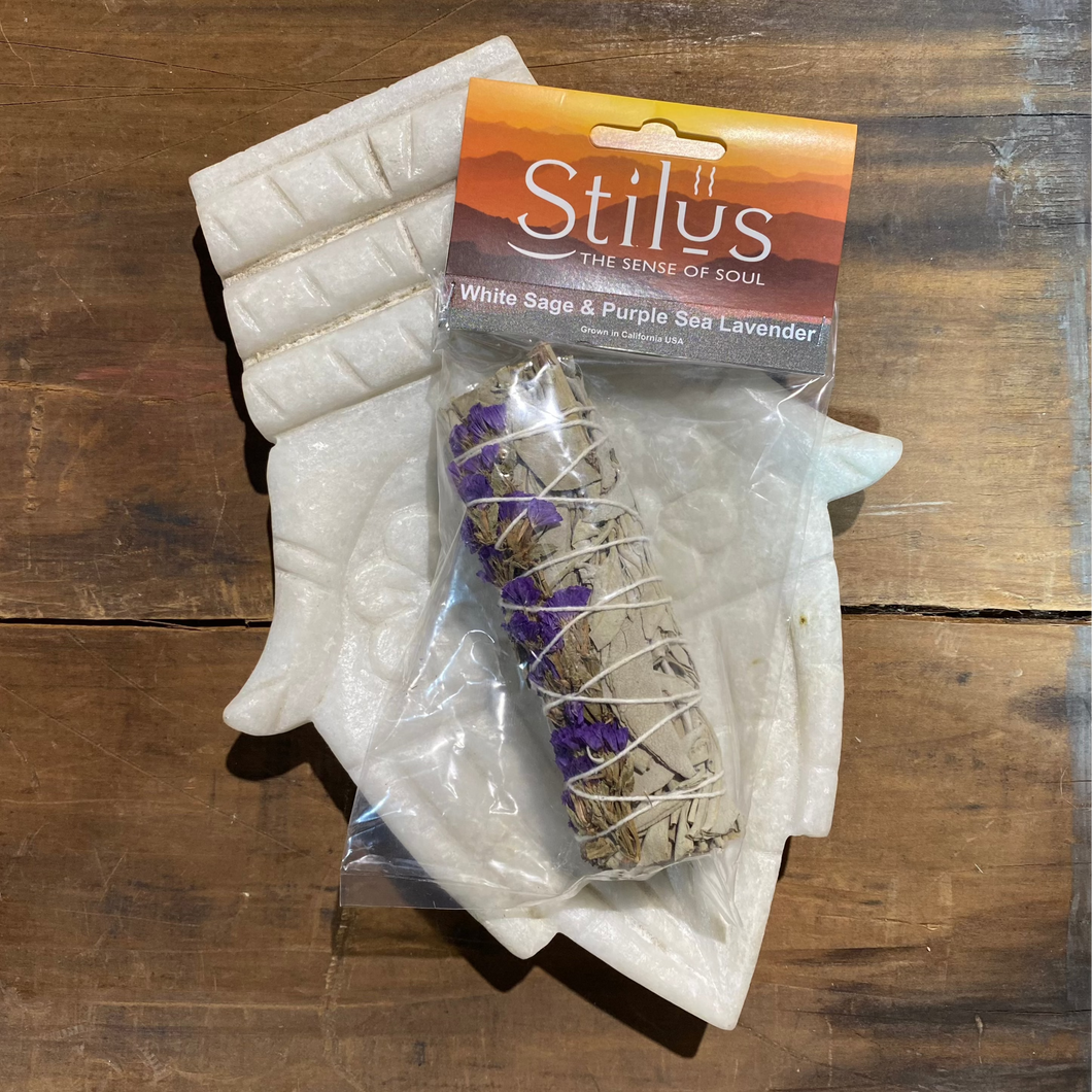 Purple Sea Lavender & White Sage Smudge Stick