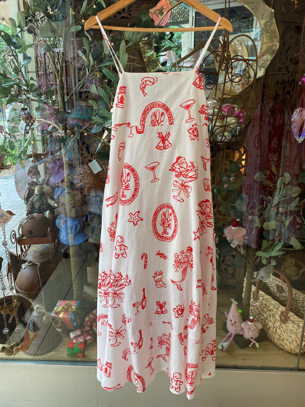 White Santa Print Maxi Dress - By Frankie