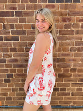 Load image into Gallery viewer, White Sleeveless Side Panel Top &amp; Short Set With Santa Print - By Frankie