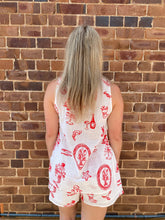 Load image into Gallery viewer, White Sleeveless Side Panel Top &amp; Short Set With Santa Print - By Frankie